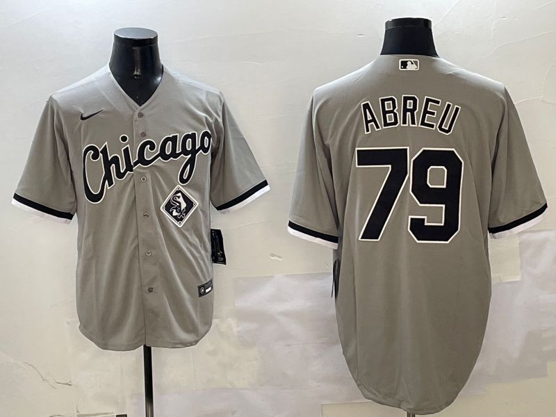 Men Chicago White Sox #79 Abreu Grey Game 2025 Nike MLB Jersey style 6